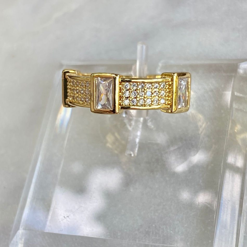 Studded Square Crystal Zirconia Ring